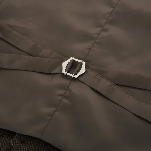 Vista 6 de Chaleco PAUL JONES para hombre, estilo inglés, de lana de espiguilla de primera calidad, L, Coffee