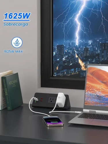 Vista 4 de Regleta de alimentación de abrazadera de escritorio 3 AC 4 USB PD 20W USB-C