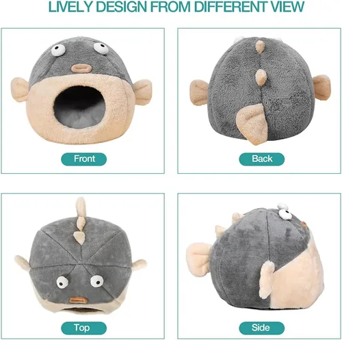 Vista 6 de Camas para gatos de interior – Cueva de cama para gatos con almohada acolchada extraíble lavable, tienda de campaña para gatos súper suave 2 en 1