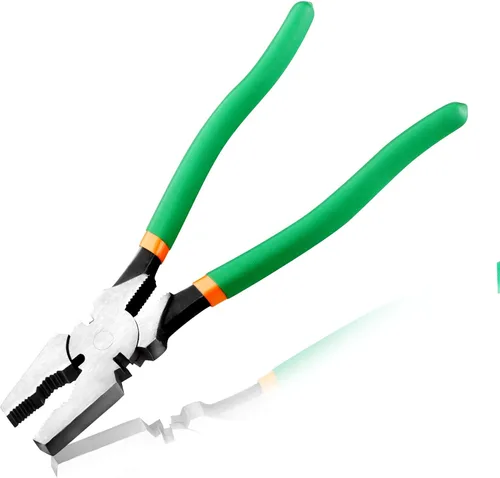 Vista 11 de Alicates de esgrima de 9.5 pulgadas, herramienta de valla multiusos con cabeza de martillo, cortadores de alambre, torsión de alambre, extractor