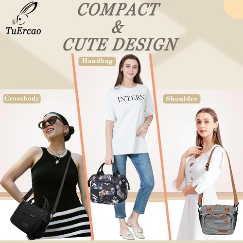 Vista 7 de TuErCao - Bolsa de almuerzo pequeña, ligera y aislada para mujer; para trabajo, portátil, suave enfriador para pícnic, viajes, viajes por carretera