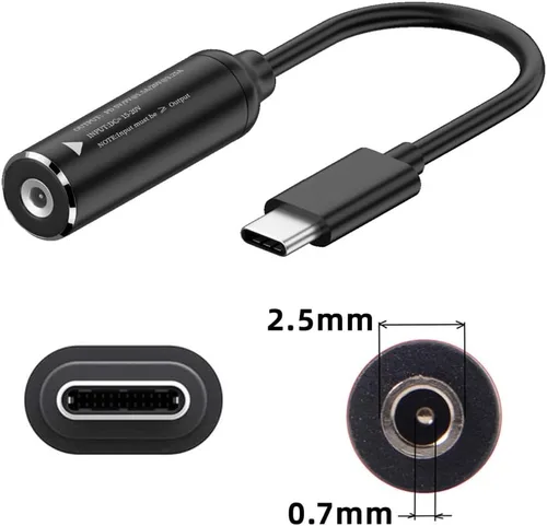 Vista 8 de DC Jack 0.098x0.028 in Entrada a USB-C Tipo-C Cable de carga de enchufe de alimentación para teléfono portátil PD9V 5V 20V