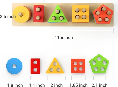 Vista 7 de Wood City Juguetes Montessori de madera para niños y niñas de 1, 2 y 3 años, juguetes de clasificación y apilamiento para niños pequeños