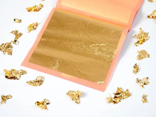 Vista 6 de Slofoodgroup Hoja de oro de 24 Karat Comestible (25 hojas por libro) 3.15x3.15 pulgadas