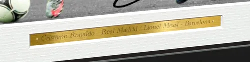 Vista 2 de Firmado 12x8 Fútbol Negro Cristiano Ronaldo Real Madrid Lional Messi Barcelona Autógrafo Fotografía Fotografía Fútbol Marco de fotos Regalo A4
