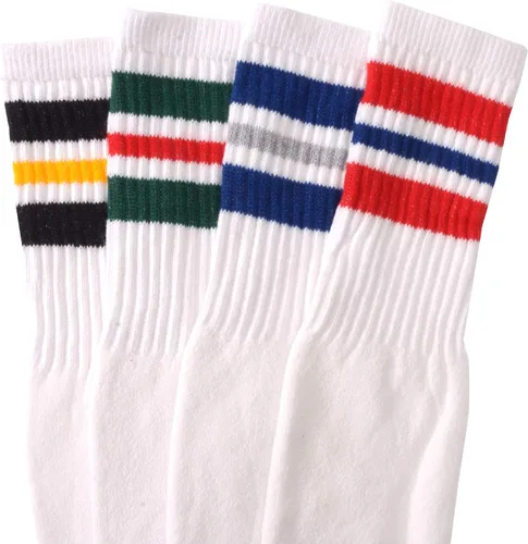 Vista 4 de PH Calcetines deportivos clásicos de tres rayas para hombre, talla 13-15 (4 pares), Variado