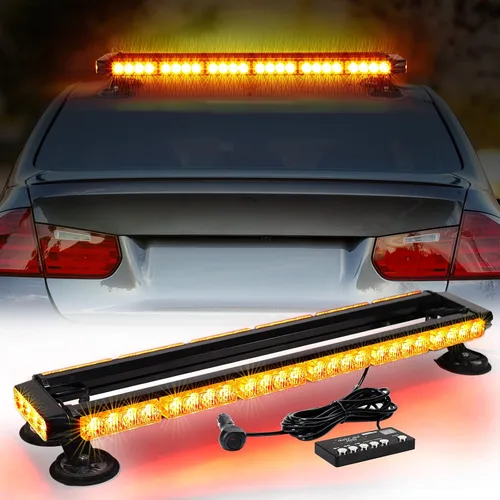 Vista 2 de WINECO - Barra de luces estroboscópicas LED ámbar de 29.5" para techo, doble cara intermitente, luz de emergencia, señal de peligro, advertencia