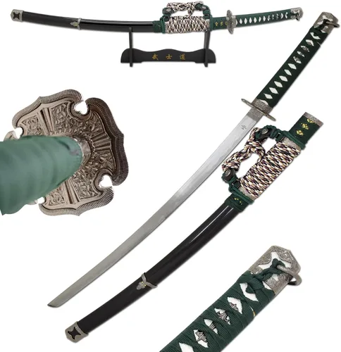 Vista 12 de Snake Eye Tactical Clásica - Espada samurái Katana de dos tonos con soporte de exhibición