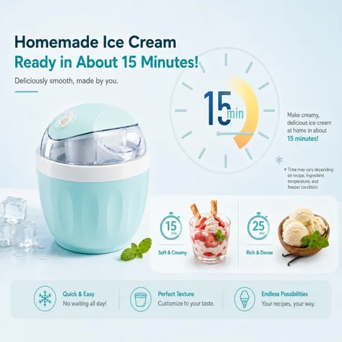 Vista 2 de Máquina de helado de un solo toque, máquina personal eléctrica rápida de 15 Azul