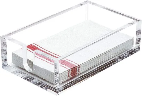 Vista 6 de IEEK Servilletero de papel de cóctel acrílico, servilleta decorativa transparente para cócteles, servilletero, paquete de 1