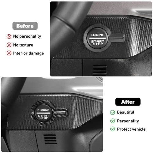 Vista 2 de Linskip Anillo de botón de arranque compatible con Ford Bronco 2021-2025, cubierta del botón de arranque del motor para accesorios interiores Bronco