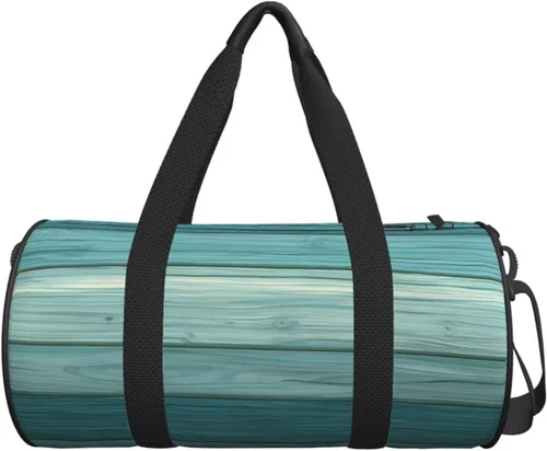 Vista 7 de Large Duffle Bag for Travel - Retro Cyan Wood Grain A Print Gym Bag for Women Men, Travel Foldable Bags for Women Men with Zippered Multiple Pockets
