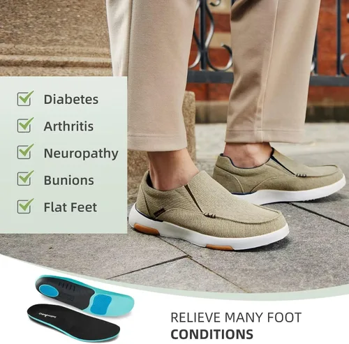 Vista 4 de OrthoComfoot Zapatos ortopédicos cómodos sin cordones para hombre con soporte de arco, mocasines ortopédicos para fascitis plantar, zapatos de lona
