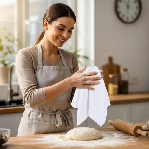 Vista 2 de Utopia Kitchen Paquete de 6 toallas blancas de 28 x 28 pulgadas, 100% algodón para limpiar y secar, paños de cocina altamente absorbentes Blanco
