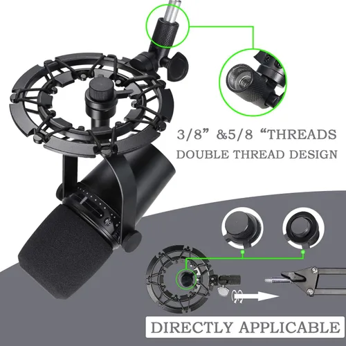 Vista 5 de YOUSHARES - Soporte antiimpacto MV7 reduce el ruido de vibraciones, a juego con soporte de brazo de micrófono. Compatible con micrófono Shure MV7