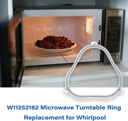 Vista 7 de 7.48 pulg. W11252182 Anillo de reemplazo de plato giratorio para microondas Whirlpool con rodillos 8206227 Soporte de charola de vidrio