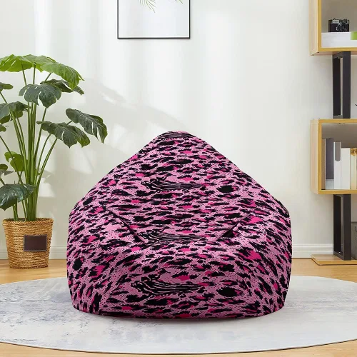 Vista 14 de Lukery Puf de almacenamiento con estampado de leopardo 3D para niños y adultos, puf rellenable (sin relleno), puf lavable para sala de estar, sofá