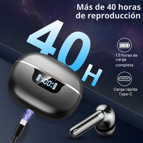Vista 5 de Auriculares inalámbricos Bluetooth con cancelación de ruido, auriculares Bluetooth 5.4 con controladores dinámicos estéreo, 40H de tiempo