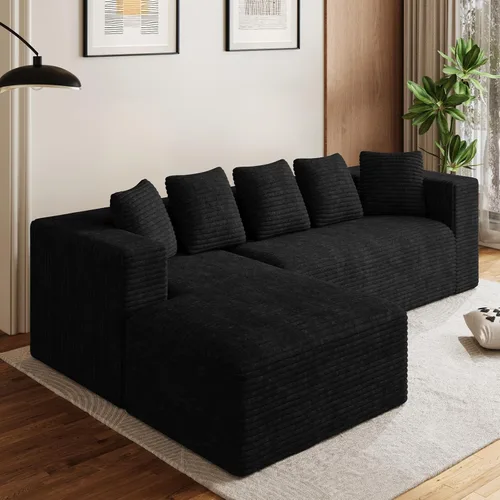 Vista 33 de Sofás seccionales en forma de U de gran tamaño de 131 pulgadas para sala de estar, cómodo sofá modular de pana esponjosa beige sin hueso, sofá