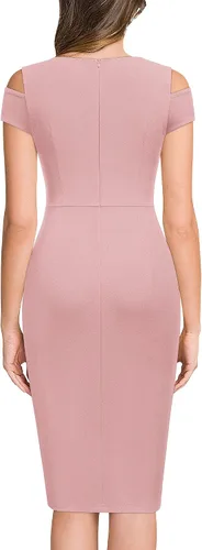 Vista 2 de Miusol Vestido de cóctel de manga elegante con volantes retro para mujer