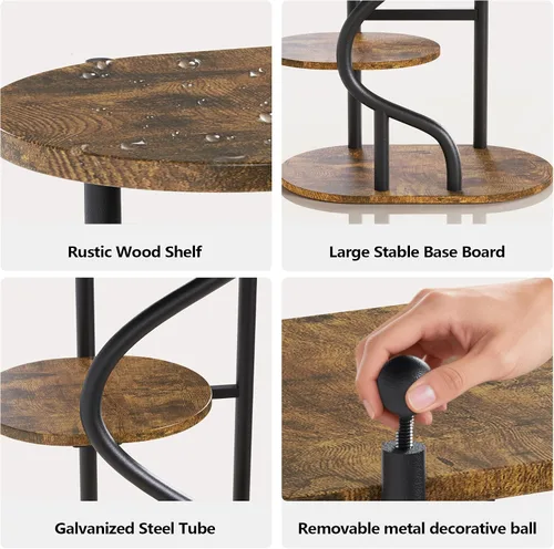 Vista 3 de Soporte para plantas para interiores y exteriores, soporte de metal de 13 pulgadas de alto, soportes de pedestal de hierro forjado resistentes