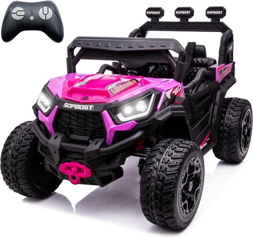 Vista 12 de Sopbost vehículo utilitario 24 V premium 4x4 con control remoto para niños, camión eléctrico todoterreno con neumáticos de goma EVA, cambio entre