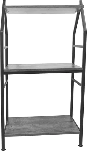 Vista 8 de Estantería pequeña industrial de 3 niveles, estantería estrecha de metal, organizador de almacenamiento para libros para sala de estar, dormitorio