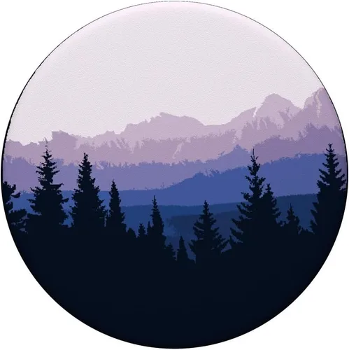 Vista 3 de Silueta de montaña con diseño de escena de bosque – PopSockets agarre y soporte para teléfonos y tabletas, Negro