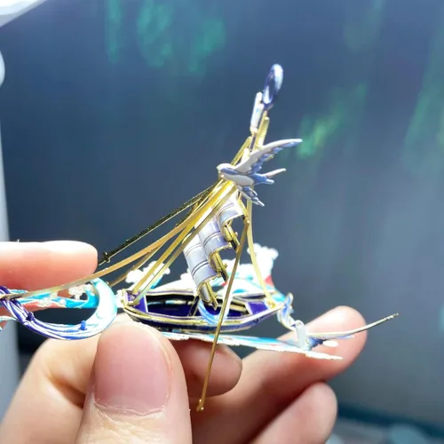 Vista 3 de MU Rompecabezas de metal 3D, campanilla de viento, kit de construcción para adultos y adolescentes, rompecabezas de campanilla de viento