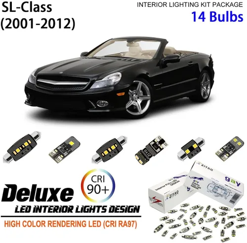 Vista 8 de Kit de luz interior LED para Mercedes Benz SL Class R230 2001-2012 Paquete de repuesto de bombillas de cúpula, 6000 K xenón blanco luces LED