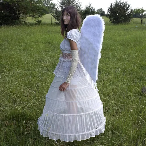 Vista 4 de ZUCKER - Alas de disfraz de hada oscura - Disfraz de adulto - Alas de pluma de ángel grandes - Halloween, Cosplay, sesiones de fotos - 35.8 x 24.0in