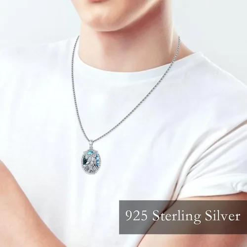 Vista 3 de Collar con colgante de San MiguelSan CristóperSan SebastiánGuadalupeÁngel de la GuardaSanta MuerteJudeJoseph para hombres y mujeres, plata de ley