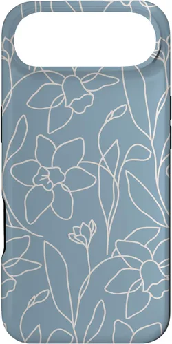 Vista 27 de Poppy Flower Line Art Modern Leaves Boho Light Blue Case for iPhone 17