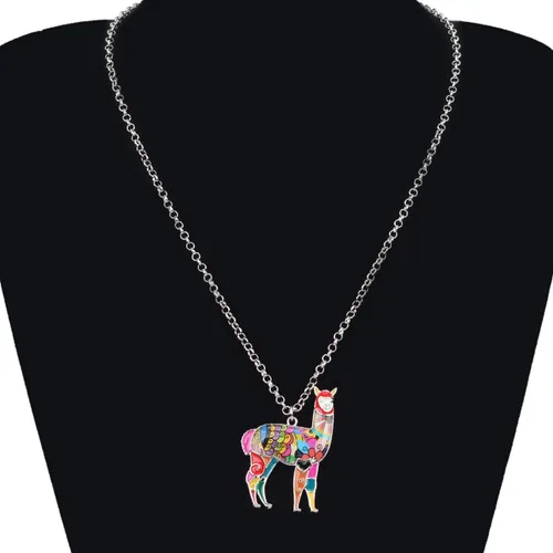 Vista 2 de BONSNY Aleación de esmalte de zinc América del Sur Floral Alpaca collar cadena colgante joyería para mujeres niñas encantos regalo