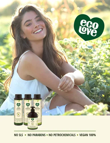 Vista 2 de ecoLove - Champú natural y gel de baño hidratante para piel seca - Con pepino orgánico - Sin SLS ni parabenos - Gel de ducha vegano y libre