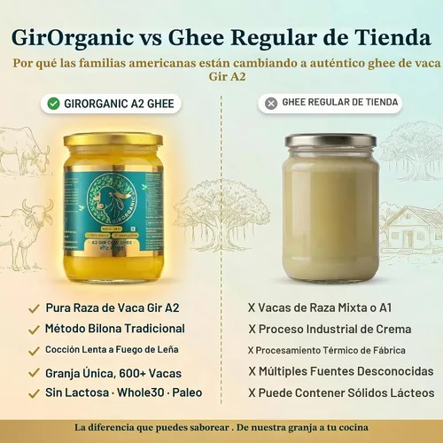 Vista 4 de GirOrganic Mantequilla A2 Ghee orgánica alimentada con pasto Mantequilla saludable alternativa A2 Ghee orgánica alimentada con pasto para cocinar