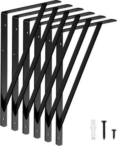 Vista 21 de HOME MASTER HARDWARE Soportes de estante de 10 x 8 pulgadas, soporte de ángulo de pared triangular de 90 grados en L para estantes flotantes, Negro