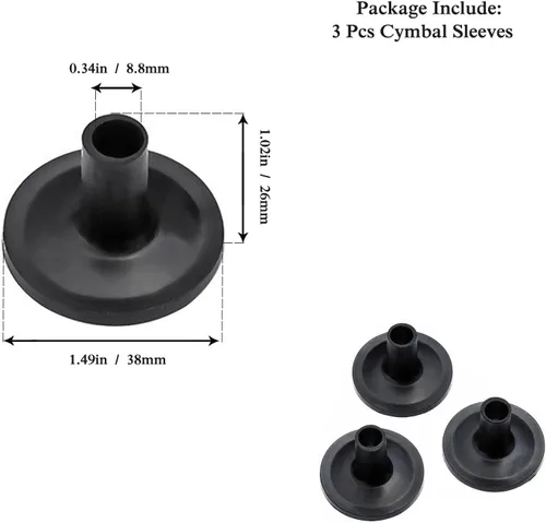 Vista 3 de Juego de accesorios de platillos de 21 piezas, fundas de soporte, fieltros, arandelas y tuercas de ala para batería (negro)