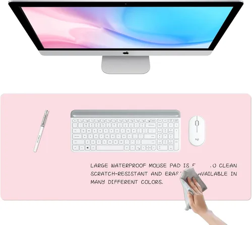 Vista 9 de Tapete de escritorio de borrado en seco, pizarra blanca de escritura borrable para hacer planes Waterproof Desk Pad, Non-Slip Large Desktop
