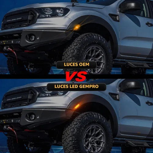 Vista 2 de Gempro Luces LED de señal de parachoques delantero para Ford Ranger Lariat 2019-2023, 2 unidades, lente ahumada