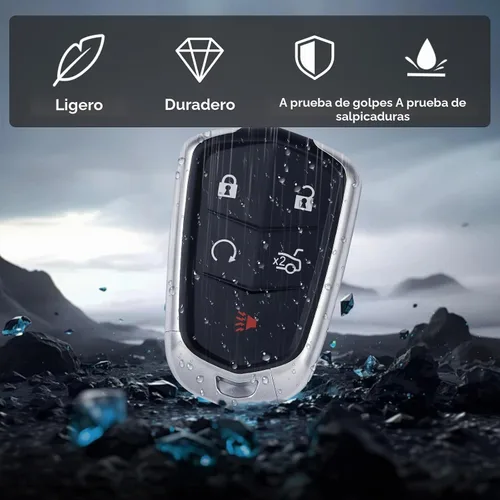 Vista 4 de HelloAuto Funda para llavero compatible con Cadillac XT5 ATS CTS SRX XTS Escalade de 5 botones sin llave (HYQ2AB HYQ2EB)