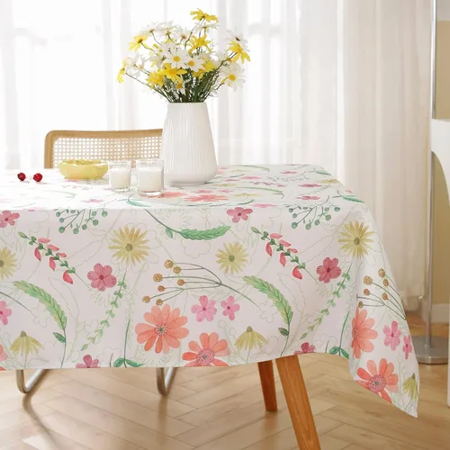 Vista 13 de Summe - Manteles para mesas rectangulares, 52 x 70 pulgadas, sin arrugas, lavable a máquina, de poliéster, floral, acuarela, flores silvestres