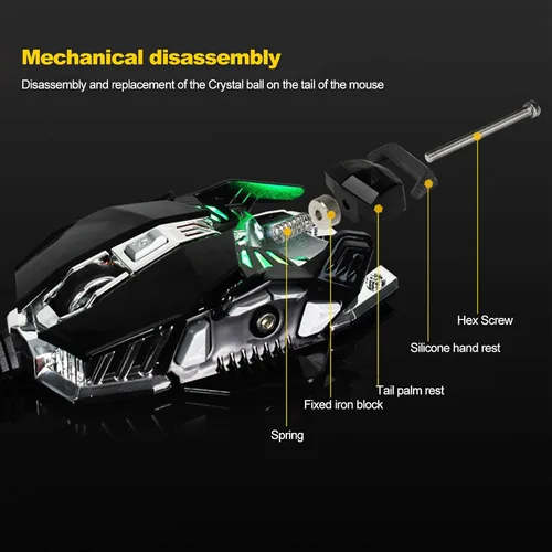 Vista 7 de Diyeeni Gaming Mouse, 8key Ergonomic Mouse, Cool 4color Synchronized Breathing, 1000-1500-2000-2500 Freely Adjustable DPI (USB)