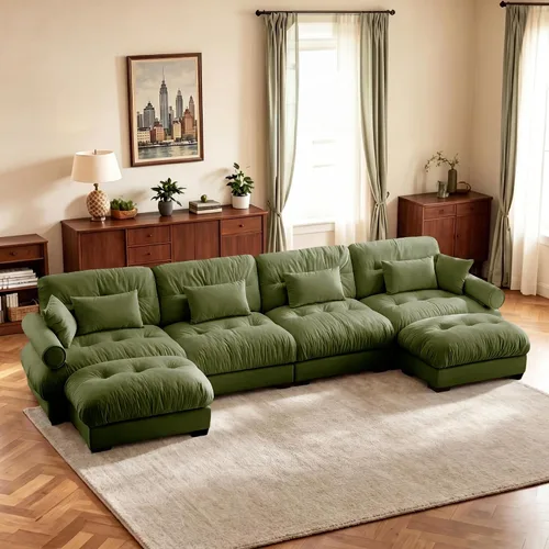 Vista 63 de Sofá biplaza de 93.7 pulgadas, sofá modular de 2 plazas, sofás seccionales grandes de color beige y blanco para sala de estar, juego de sofá