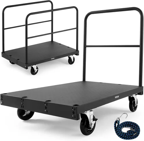 Vista 11 de VEVOR Carrito de mesa plegable, carrito de mesa resistente con ruedas giratorias de 5 pulgadas, carrito de plataforma de paneles de yeso de 1800