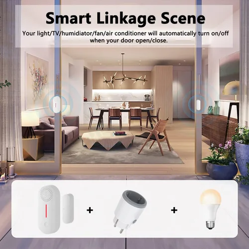 Vista 4 de Sensor de puerta inteligente WiFi, alarma inalámbrica con sensor de ventana de puerta, mini sensor de contacto para seguridad del hogar
