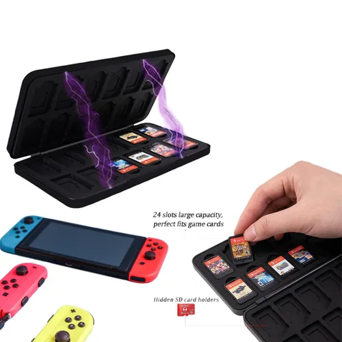 Vista 3 de Switch Games Card Case for Nintendo Switch, Switch Case Storage Cases Holder for SwitchLiteOLED Game Hard Shell with 48 Micro SD Card Slots & 24