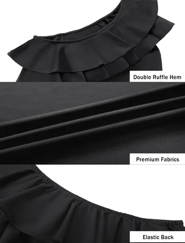 Vista 5 de Mebius Vestido de fiesta de un hombro para niñas, entallado, con volantes, manga de lápiz, vestido de verano para ocasiones especiales, cumpleaños