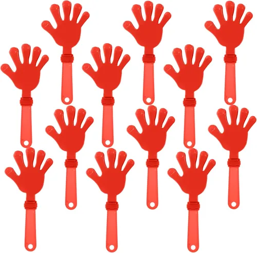 Vista 9 de 12 pinzas de mano negras de 7.5 pulgadas, que hacen ruido, regalos de fiesta, plástico para eventos deportivos, alegrías, baile, baloncesto, fútbol