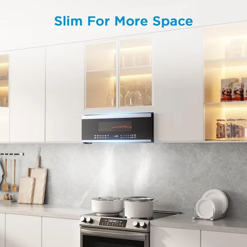 Vista 2 de Midea MMO12S3ASTZ Microondas de sobremesa, 1.2 pies cúbicos Microondas delgados con cocción por sensor, Microondas de acero inoxidable, 1000W